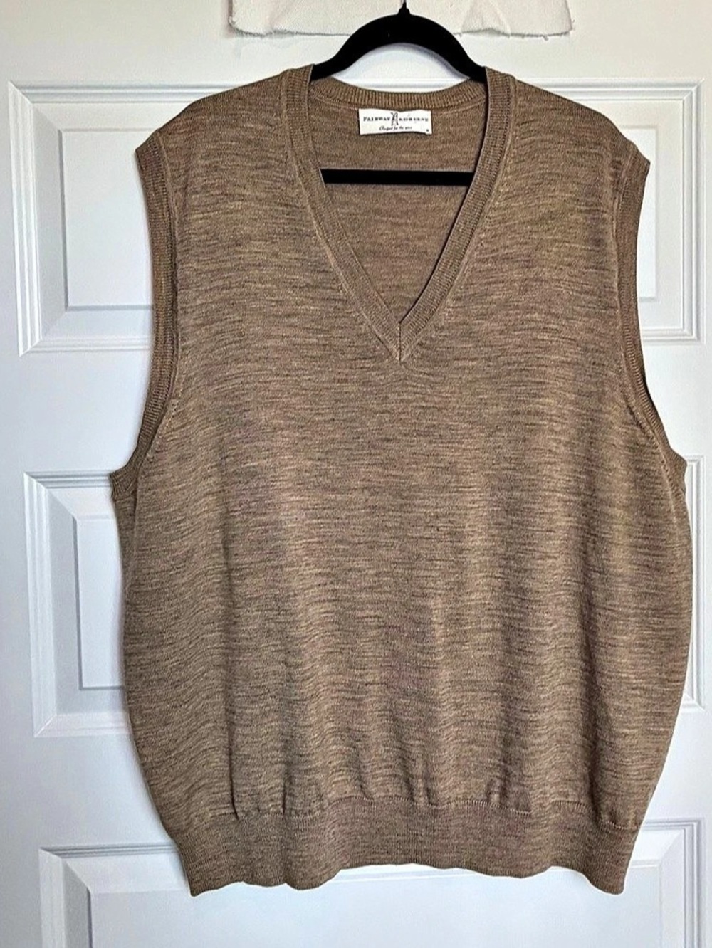 Vintage Fairway & Greene Mens XL Sweater Vest Brown Taupe Golf Merino Wool
